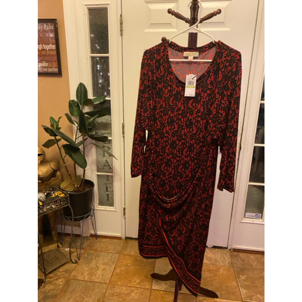 Michael Kors Red & Black faux wrap dress size 4X